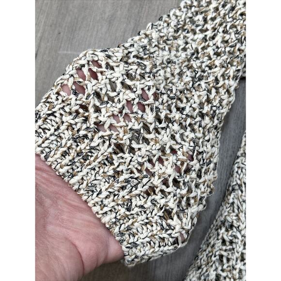 J. Jill Size Medium Marled Knit Cozy Cotton Blend Sweater Neutral Open Knit NWT - Picture 4 of 13